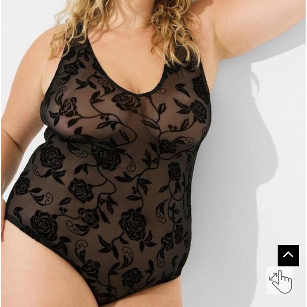 Torrid Flocked Mesh V-Neck Bodysuit